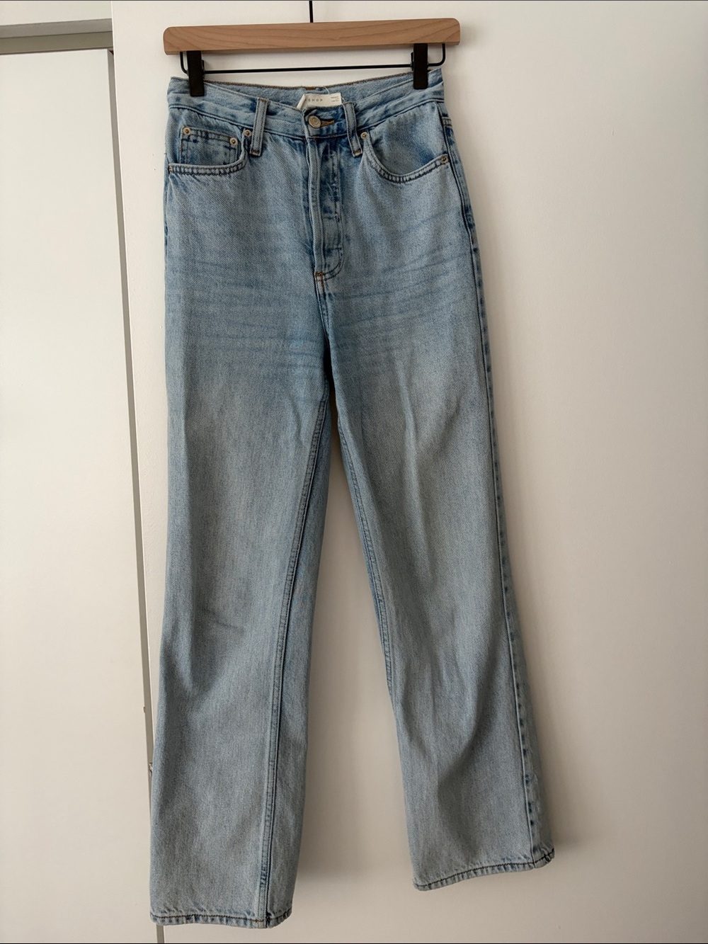 Topshop Light Blue Straight Leg Jeans